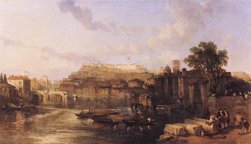 David Roberts View on the Tiber Looking Towards Mounts Palatine and Aventine